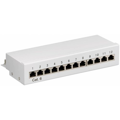 Cat6 Mini/Desktop Patch Panel 12 Port Grey