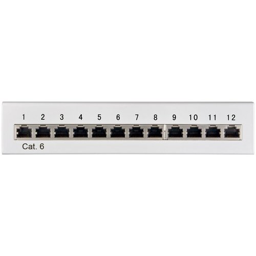 Cat6 Mini/Desktop Patch Panel 12 Port Grey