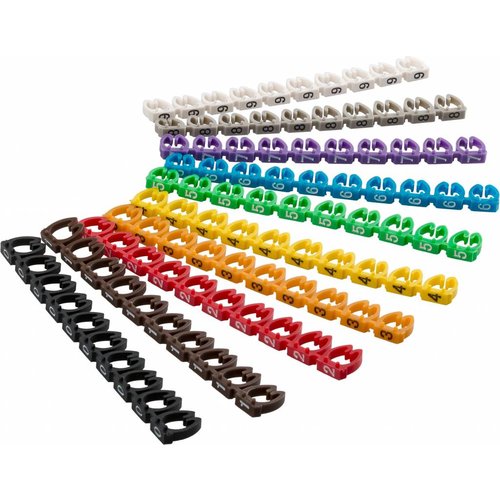 Cable marker clips Digits 0–9 for cable diameters up to 6 mm