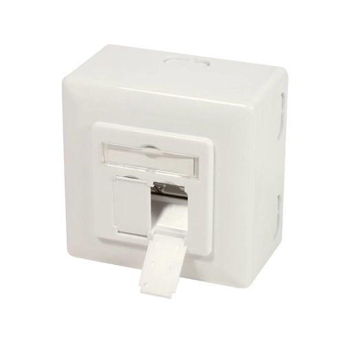 Cat6a Wall Outlet UP+AP 2x RJ45 STP RAL9010 White