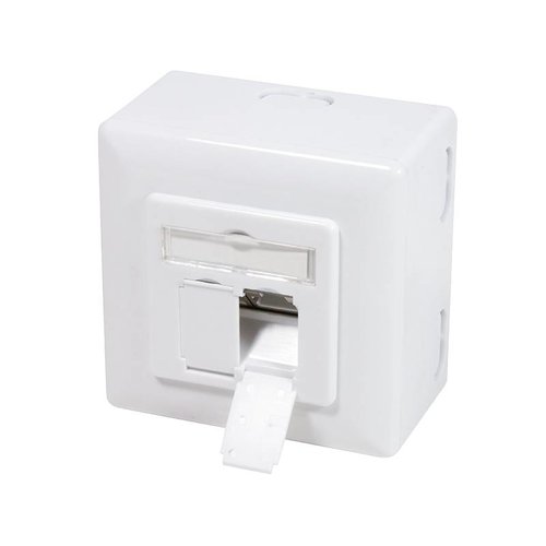 Cat6a Wall Outlet UP+AP 2x RJ45 STP RAL9003 White