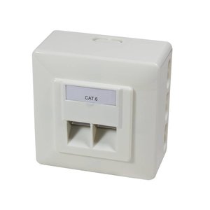 Combi Inbouw + opbouwdoos CAT6 2x RJ45 RAL9010