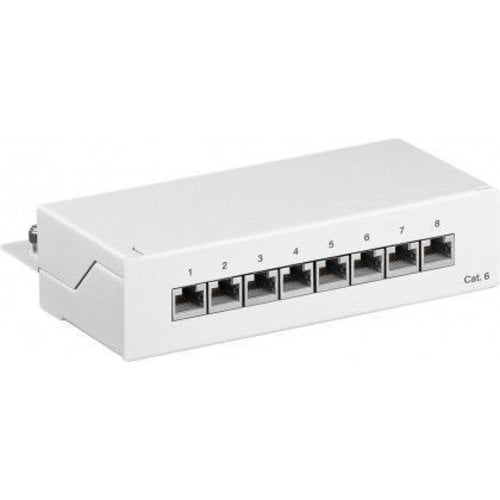 CAT6 Mini/Desktop Patch Panel 8 Port  STP shielded white