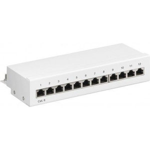 CAT6 Mini/Desktop Patch Panel 12 poorts STP afgeschermd Wit