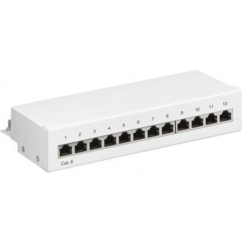 CAT6 Mini/Desktop Patch Panel 12 Port STP shielded white