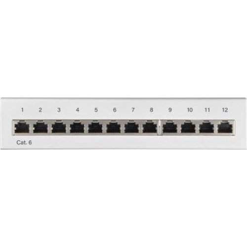 CAT6 Mini/Desktop Patch Panel 12 Port STP shielded white