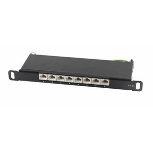 CAT6a Patchpanel slim 8 Port 0,5HE 10 inch