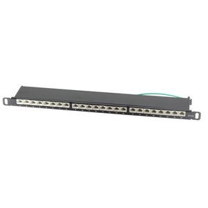 CAT6a 19 inch Patchpanel slim 24 poorts 0.5U zwart