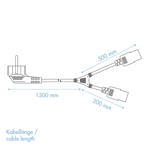 Y power cable CEE7 / 7 2x C13 1.5 M