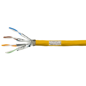 S/FTP CAT7a stug 100M 1200MHz geel (netwerkkabel op rol)