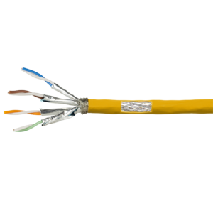 S/FTP CAT7a netwerkkabel stug 50M 100% koper 1200MHz geel (netwerkkabel op rol)