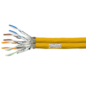 S/FTP CAT7a duplex netwerkkabel stug 50M 1200MHz 100% koper geel (netwerkkabel op rol)