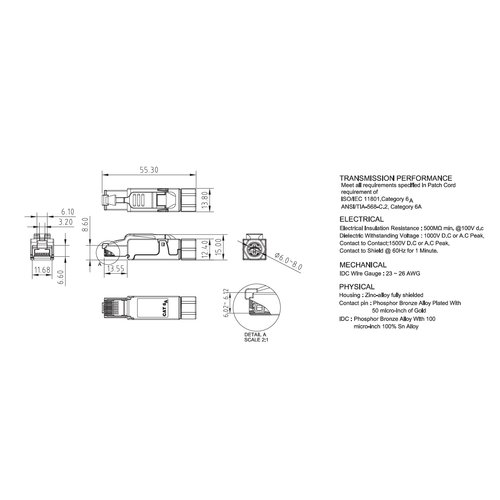 Cat6a Toolless Plug RJ45 - Shielded