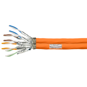 S/FTP CAT7 duplex network cable solid 500M 100% copper orange