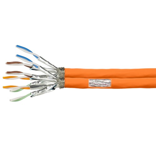 S/FTP CAT7 duplex network cable solid 500M 100% copper orange (bulk network cable)