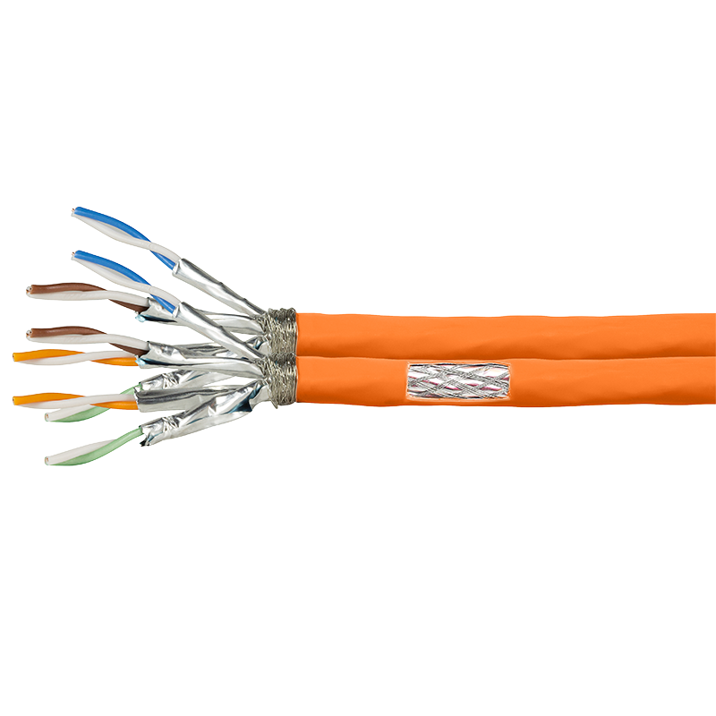 S/FTP CAT7 duplex network cable solid 500M 100% copper orange 