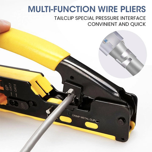 Professionele krimptang voor RJ45, RJ11 en RJ12 connectoren