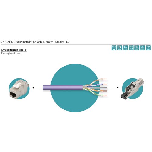 UTP CAT6 stug 500M 100% koper paars (netwerkkabel op rol)