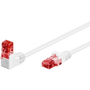 CAT 6 Patch Cable 1x 90° Angled, U/UTP, white 1 M