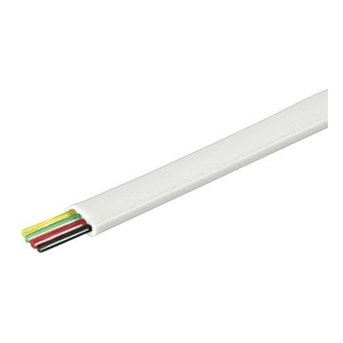 Flat telephone cable 4 core white 100 meters