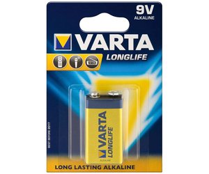 9V Varta Long Life Alkaline Block Battery 6LR61 