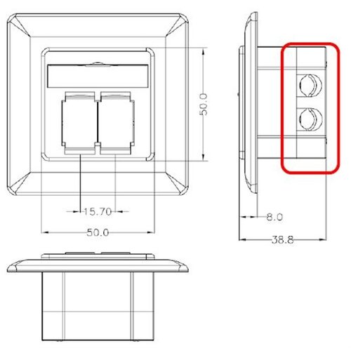 Combi Inbouw + opbouwdoos wit CAT6a 2x RJ45 afgeschermd LSA 3.5 cm diep