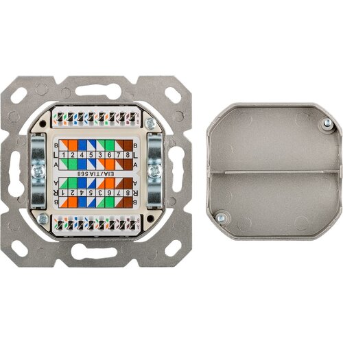 Cat6a Surface Modular Outlet 2x RJ45 Fully Shielded LSA Depth 3.5cm White