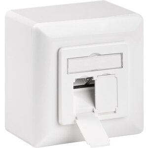 Cat6a Surface Modular Outlet 2x RJ45 Fully Shielded LSA Depth 3.5cm White