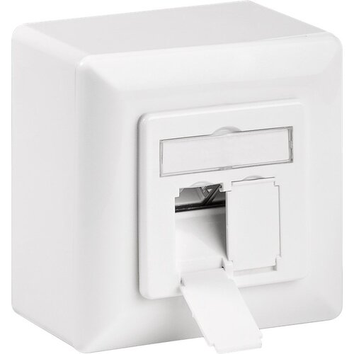 Cat6a Surface Modular Outlet 2x RJ45 Fully Shielded LSA Depth 3.5cm White