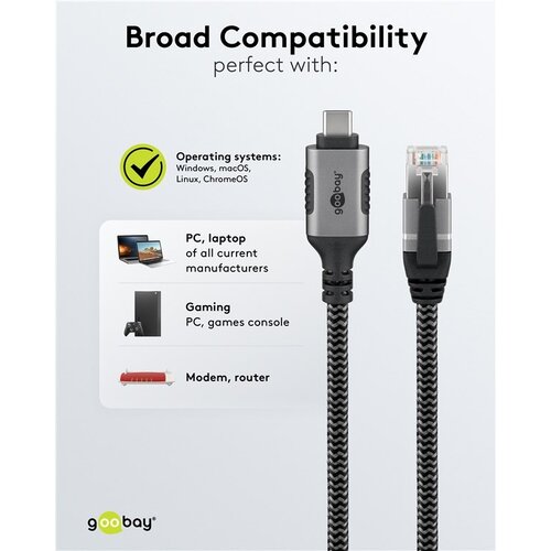USB-C™ 3.1 naar RJ45 Ethernet kabel 1.5M