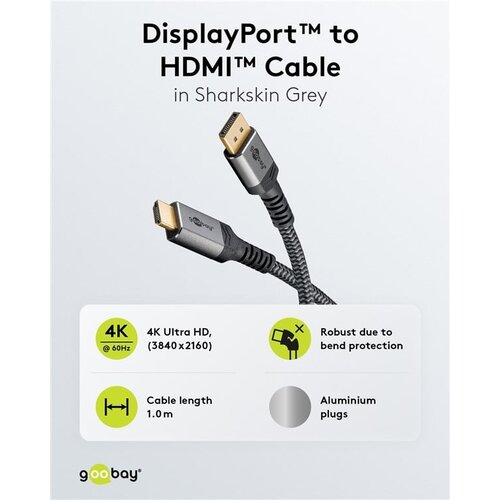 DisplayPort™ to HDMI™ Cable, 4K @ 60 Hz 5M