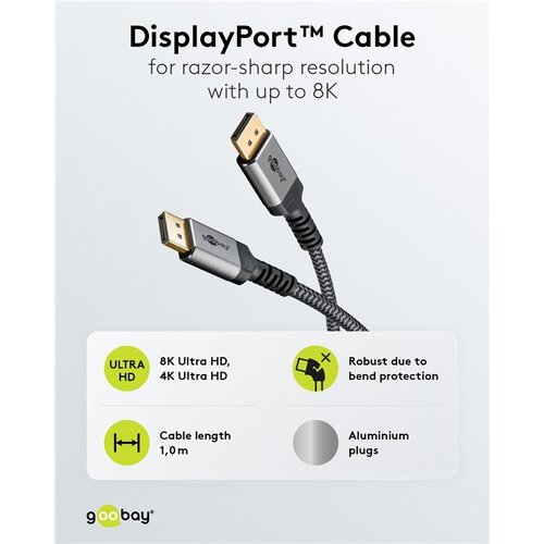 DisplayPort™ Kabel, 8K @ 60 Hz 1M