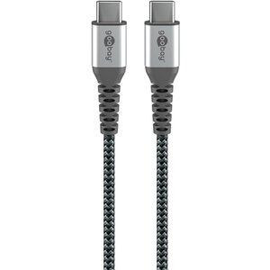 USB-C naar USB-C 2M textielkabel met metalen stekkers