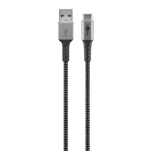 USB-C naar USB-A 1M textielkabel met metalen stekkers