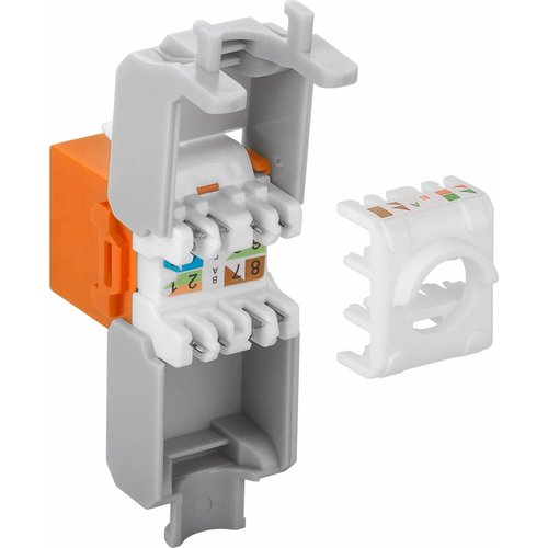 CAT6a Keystone RJ45 unshielded oranje