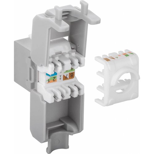 CAT6a Keystone RJ45 unshielded grijs