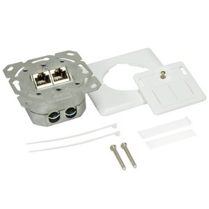 Wall Outlet UP 2x RJ45 STP Vertical Type RAL9003