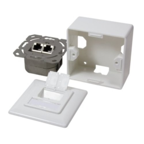 Cat5e Surface Modular Outlet 2x RJ45 Fully Shielded with LSA