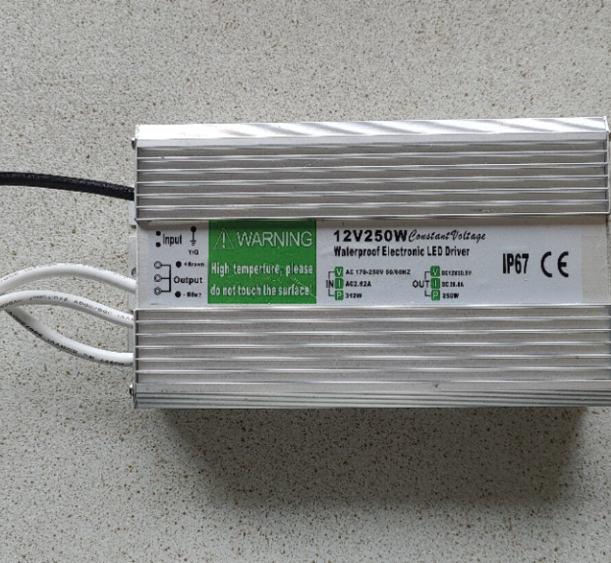 Waterdichte IP67 voedingsadapter 12 volt 20,8A max 250 watt