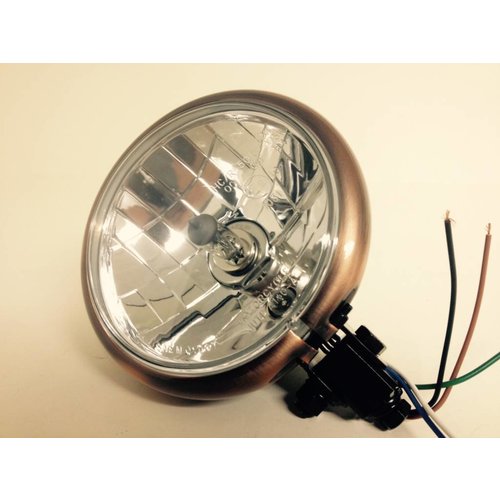 Shin Yo 5.75" Cafe Racer Headlamp H4, Copper & Black, E-mark