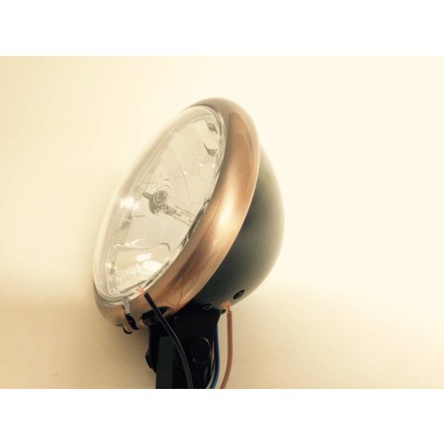 Shin Yo 5.75" Bates Scheinwerfer Schwarzes Metallgehäuse mit Ring in Kupferoptik