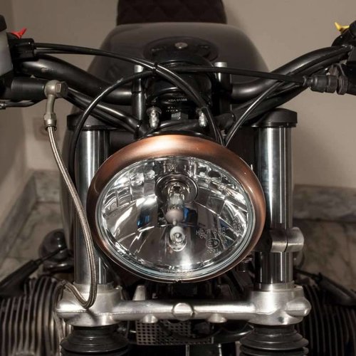 Shin Yo Phare avant 5,75" H4 Café Racer noir et cuivre avec homologation ECE