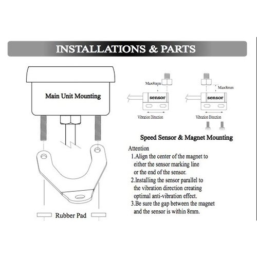 Acewell Digitaal Dash KM/H & RPM ACE-2853S Zwart