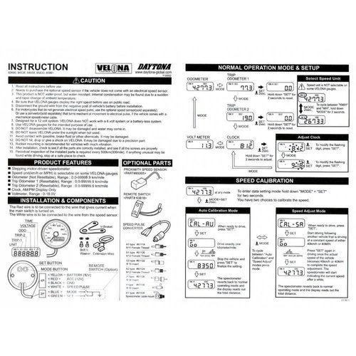Daytona Verona Digitaler Speedo Chrome 200KM/H