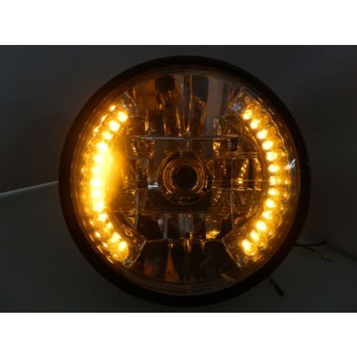 6.5" Schwarz Motorrad Scheinwerfer LED Chrome Head Light Licht Blinker H4 35W 12V