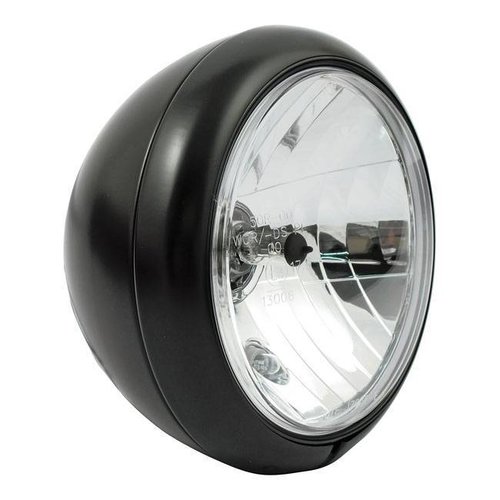 7" Oldskool Cafe Racer Koplamp Mat Zwart