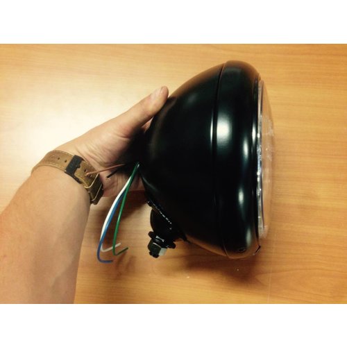 7" Oldskool Cafe Racer Scheinwerfer "Flat Black"