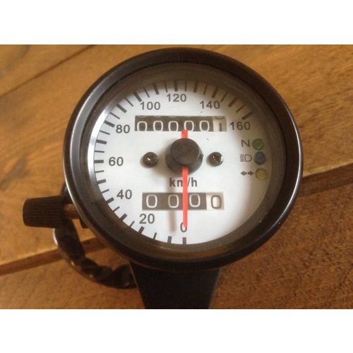 Black & White Speedometer with 3 Function Lights