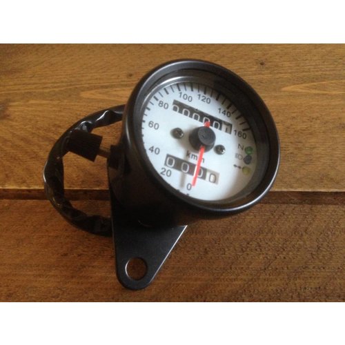 Schwarz & Weiss Speedo mit 3 Kontrollleuchten