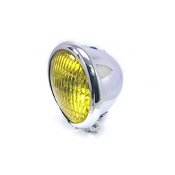 4.75" Chopper Headlight "Bates Style" Chrome & Yellow